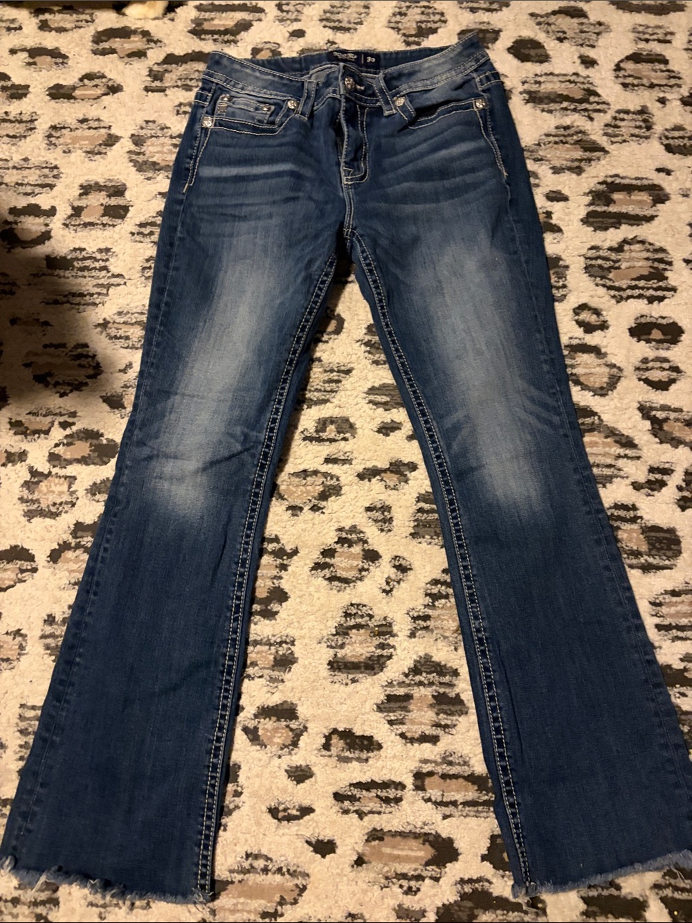Miss Me Dark Blue Faded Flare Jeans